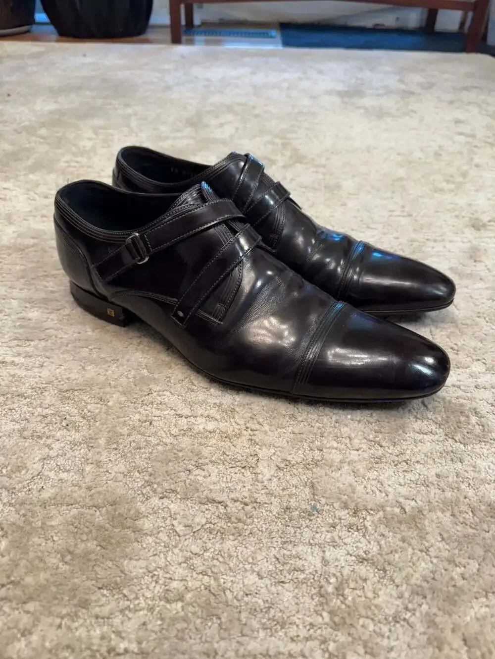 Louis Vuitton Men's Leather Double Monk Strap Dress Shoes